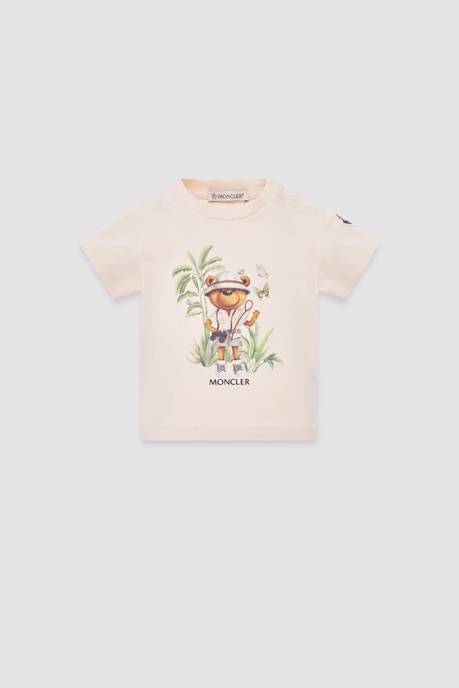 Teddy Bear Motif Cotton T-Shirt Girl Light Pink Moncler 0